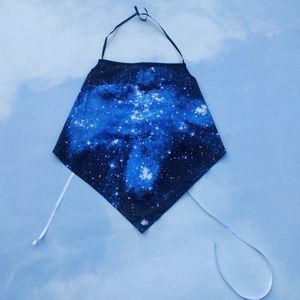 One Of A Kind Unique Top Handmade white satin tie string corset back Galaxy Top